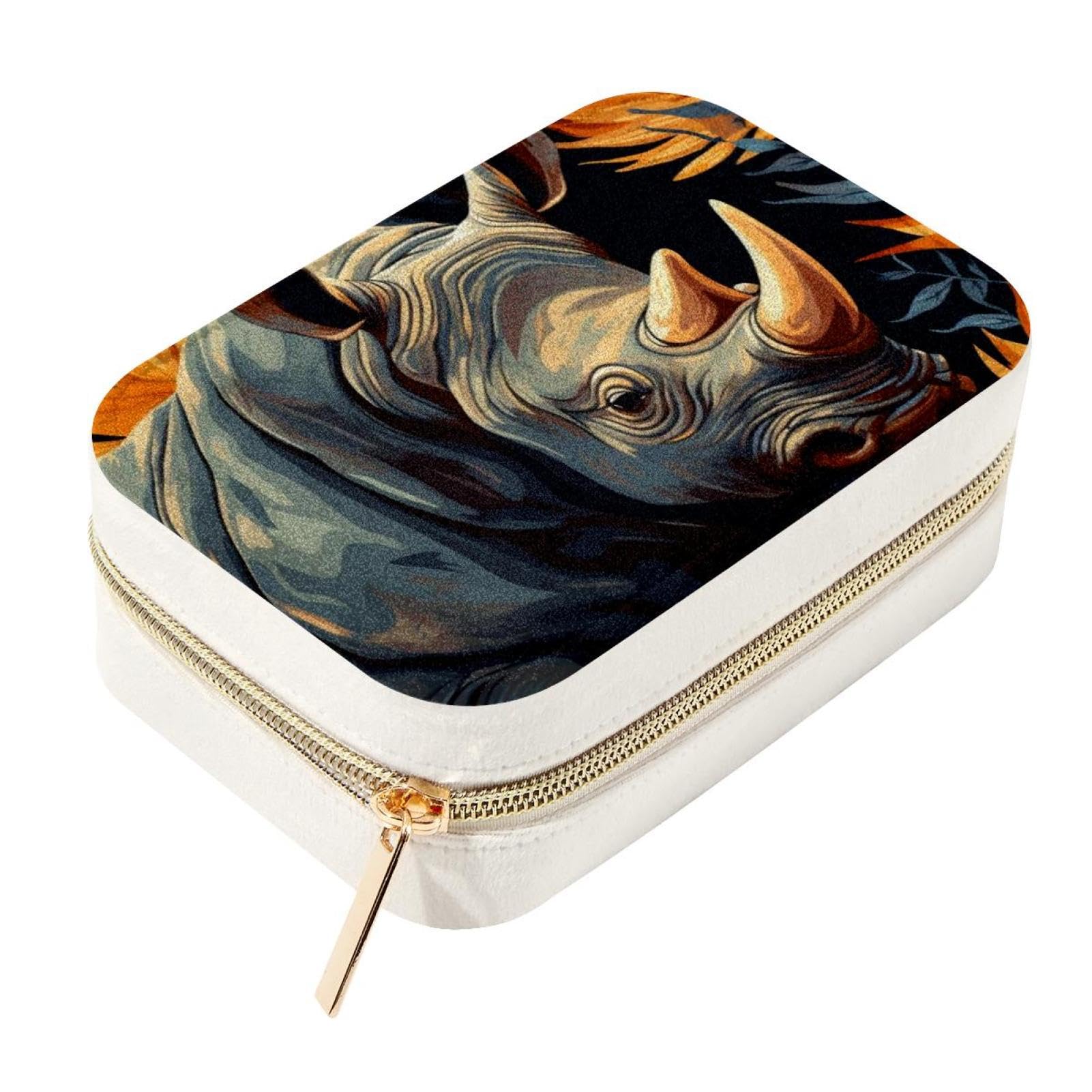 Boîte à bijoux en velours Rhino : organisateur portable bagues et colliers