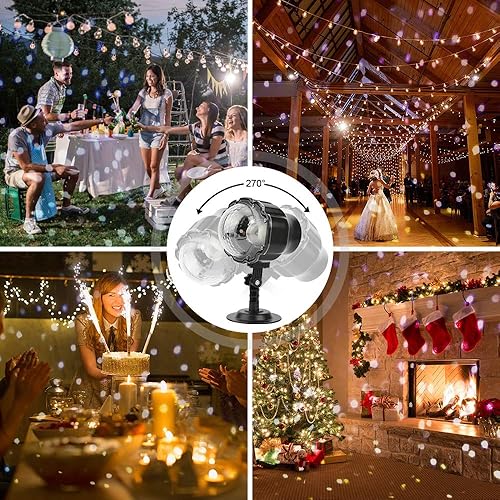 Miniatura 6 de Elec3 Proyector LED de nieve de Navidad para exteriores, impermeable, giratorio, proyección de nieve, luces decorativas con temporizador, control