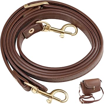 46 Inch Adjustable Purse Strap Extender, Faux Leather Replacement Crossbody Shoulder Strap, for Handbags and Mini Bags, Easy Clip-On Design - Brown