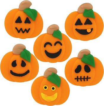 Global Sugar Art 48-Count Halloween Pumpkin Set Edible Royal Icing Toppers | Edible pumpkin cupcake toppers, edible Halloween cupcake toppers, Halloween cupcake toppers, Halloween cake decorations