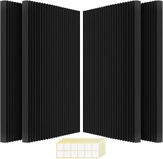 4 PCS Acoustic Foam Panels, 48 x 24 x 2 Inches Sound Proof Foam Panles Soundproofing Noise Cancelling Wedge Panels for Home Office Recoding Studio (Black, 4 Pack)