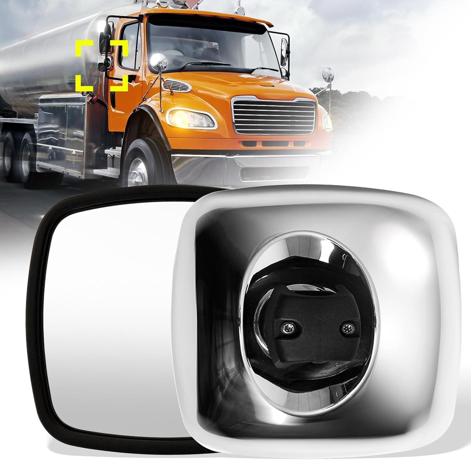 Heated Lower Wide Angle Mirror for Freightliner M2 2003-2021, Black Rear View Convex Mirror Freightliner 100 112 106 Columbia 112 120 Semi Trucks Driver Left and Passenger Right Side Universal Side