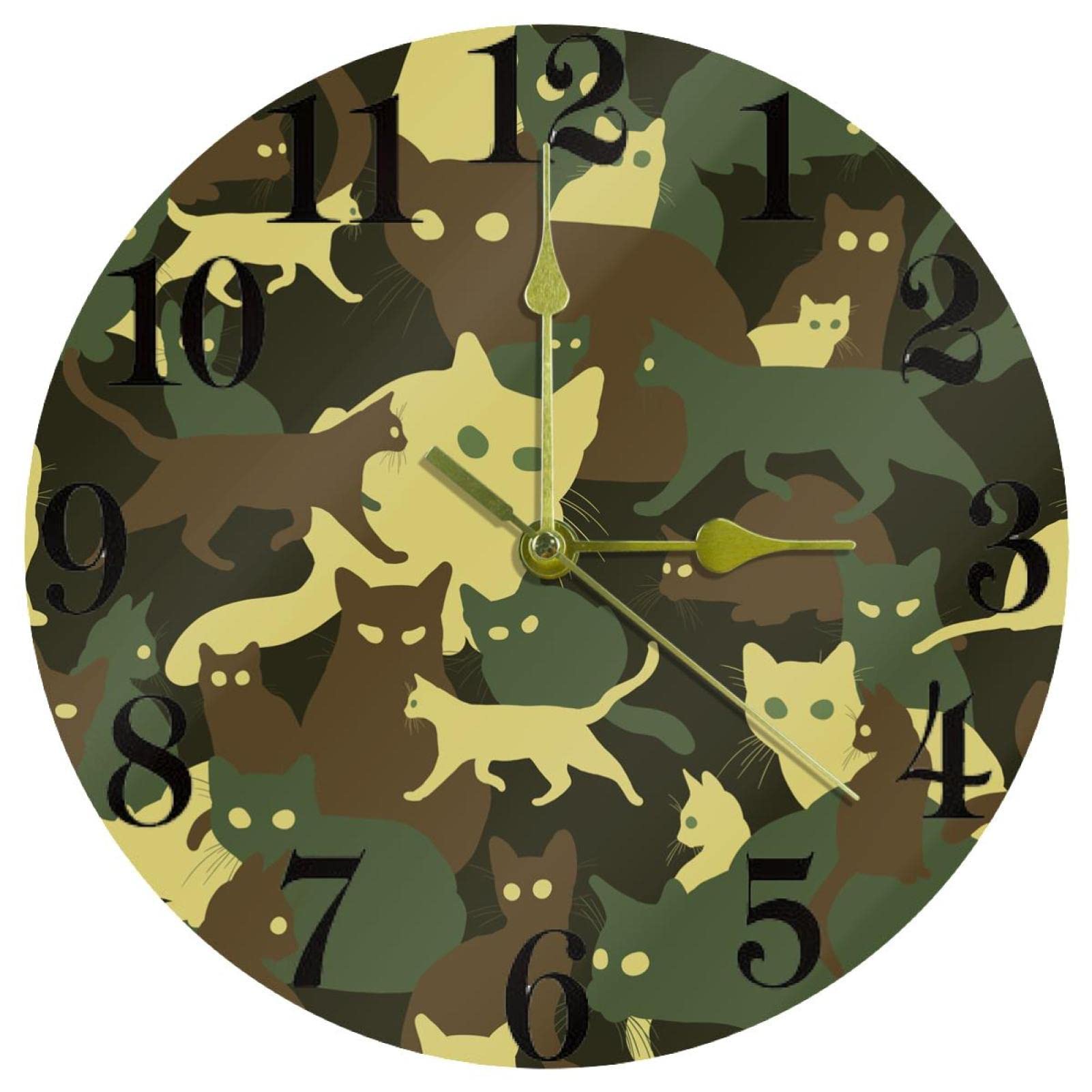 Horloge murale pour chambre et école sans bruit motif chat café