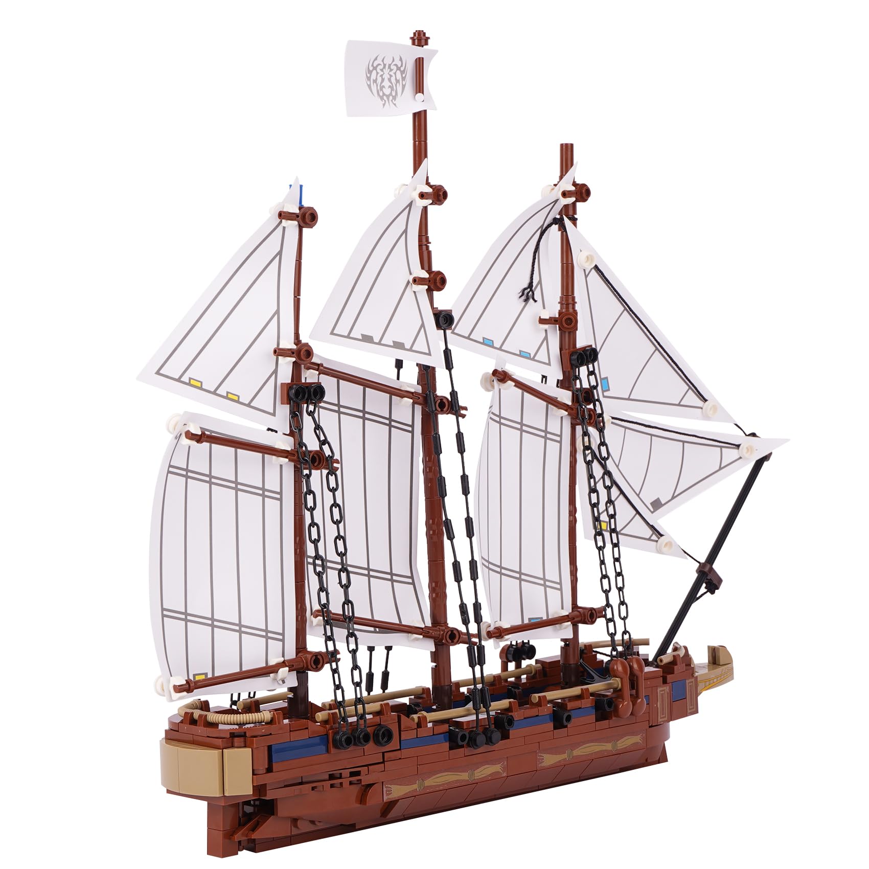 Oichy Ship Model Building Blocks Kits, Boat Sailboat Building Kits for Adults, Collectible Medieval Warships Creative Toy Set for Boys Girls 6+ (637