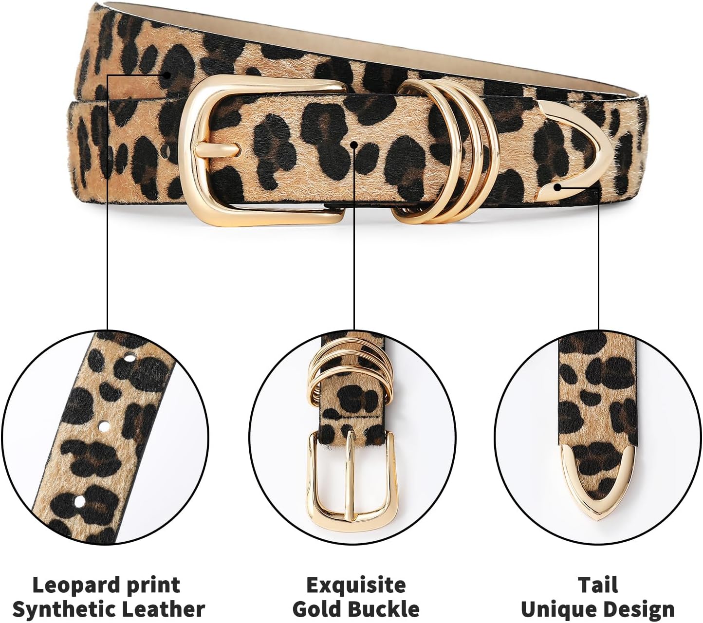 Belts for Women with Gold Buckle Faux Leather Women's Belts Fashion Casual belts for jeans - Image 4