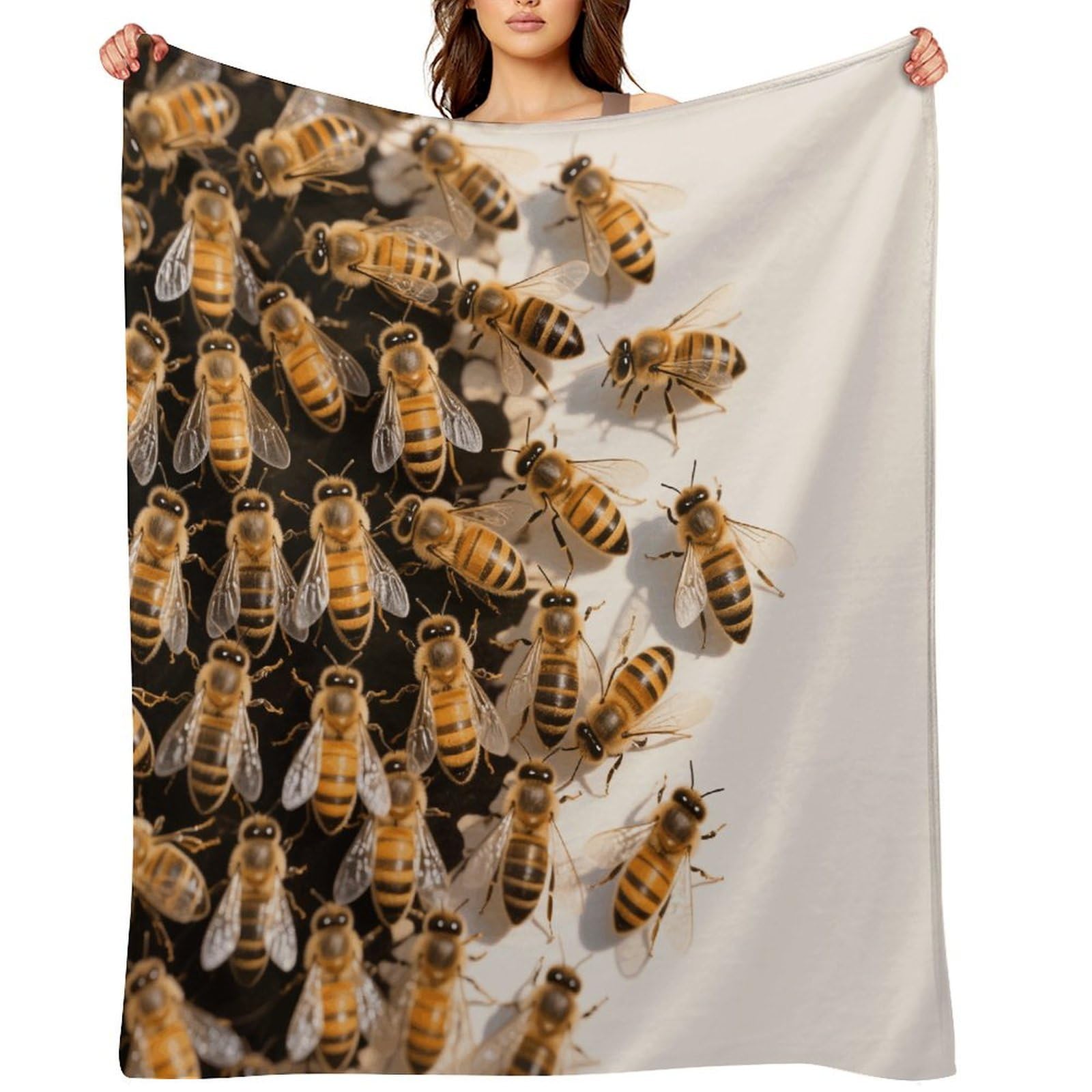 Bees Throw Blanket for Couch and Bed Super Soft Warm Lightweight Throw Blankets Cozy Fuzzy Flannel Blanket Personalized Decorative Blankets for Sofa Decor 50"x60"