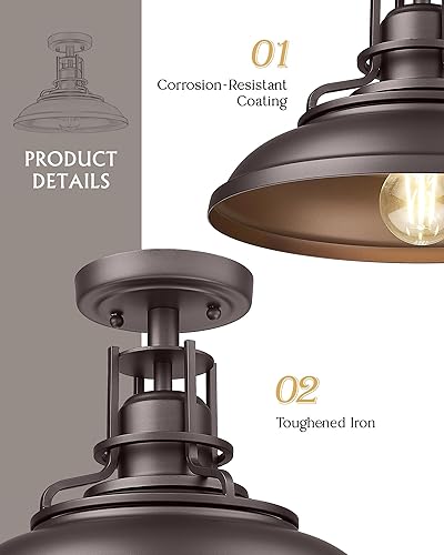 Miniatura 3 de FEMILA 4FY15-F ORB - Lámpara de techo semiempotrada de 12 pulgadas para pasillo, porche, lavandería, vestíbulo, acabado de bronce aceitado, 4FY15-F