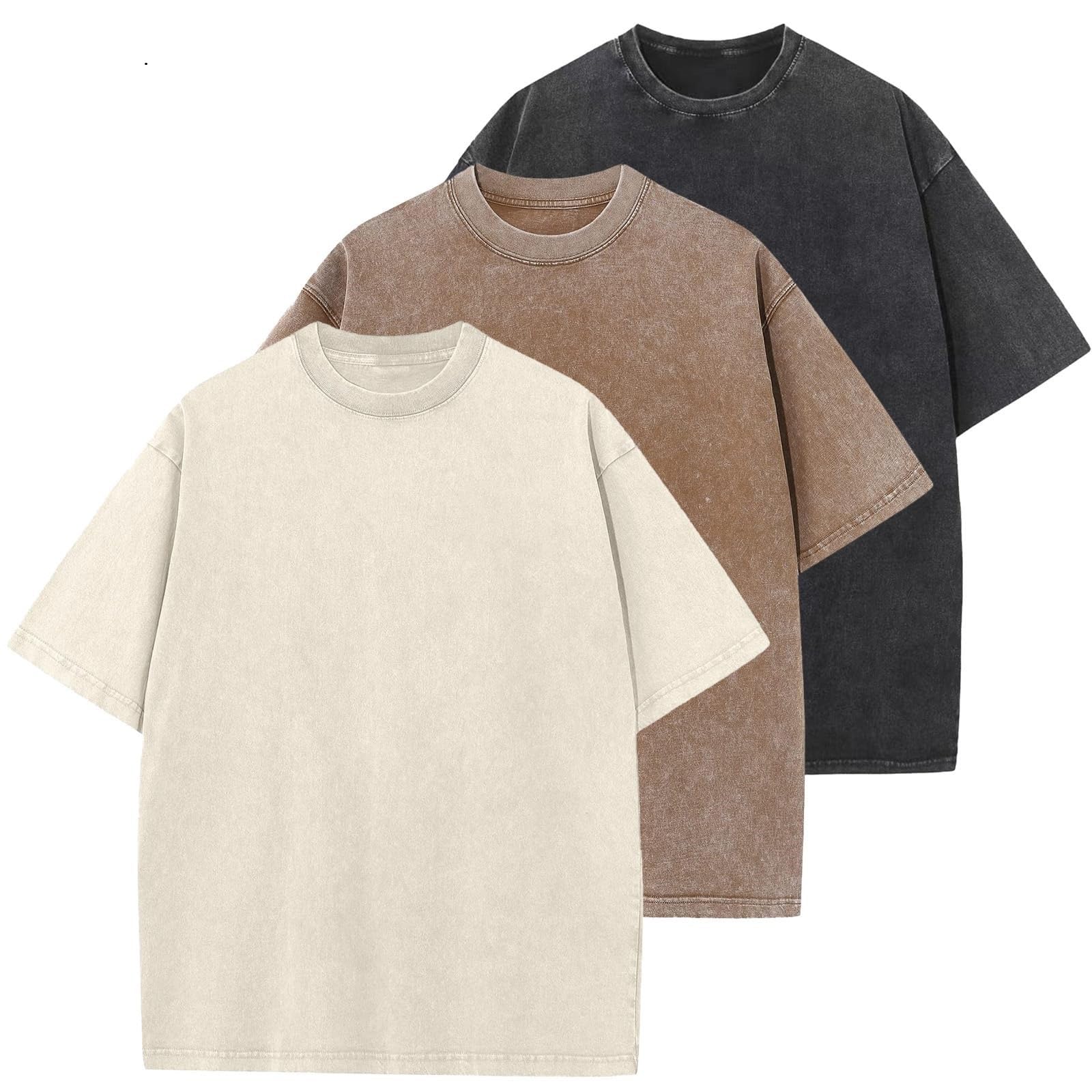 Oversized T-Shirt für Herren Heavy Baumwolle Regular Fit Basic Männer T-Shirt Set Casual Sommer Tops