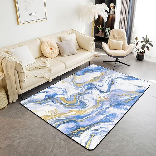 Marble 5x7 Large Area Rug, Classic Simply Modern Living Room Rug, Minimalist Wat