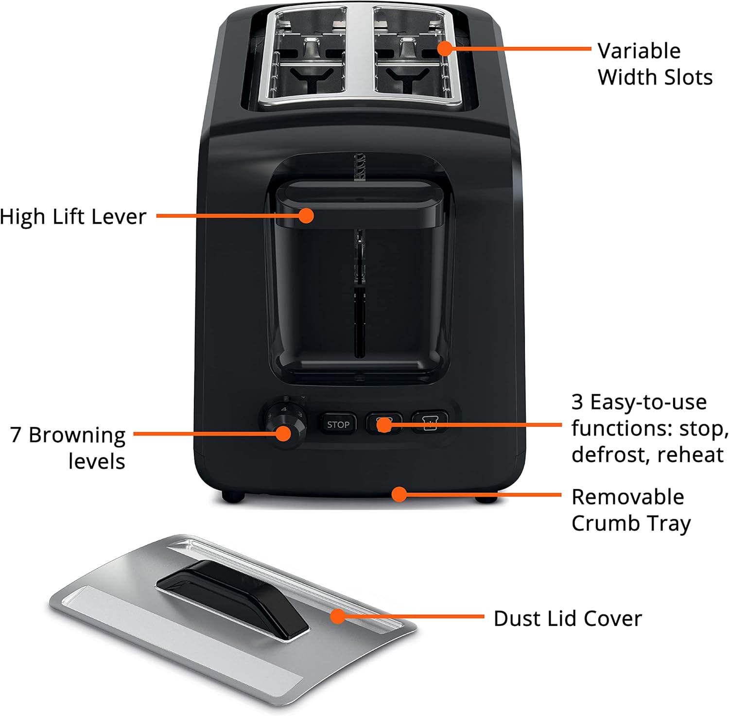 KRUPS Krups Express Toaster KH411D50 Stainless Steel Toaster with Wide Slots, Includes Dust Lid & Crumb Tray, Defrost, Reheat, 7 Browning Levels, 2 Slice & Simply Brew Family Drip Coffee Maker, 10-Cup