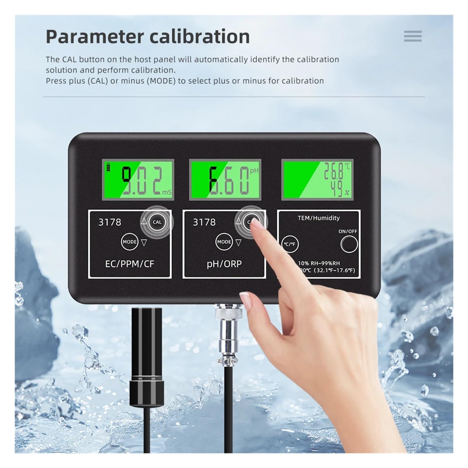 Tester Jakości Wody 7 W 1 Wielofunkcyjny Miernik EC/TDS/CF/pH/ORP/wilgotności/TEMP Z RS485 Na USB 24-godzinny Monitor Online DokłAdny Pomiar