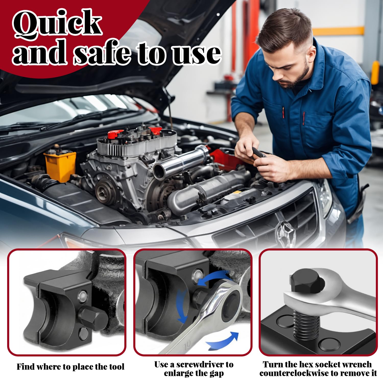 Sospensione Strut Split, Divaricatore Diviso, Divaricatore Sospensione, Strumento per Divaricatore Puntone, Divaricatore di Razzo di Sterzo, Spargitore per ammortizzatore, per Auto e Veicoli a Motore