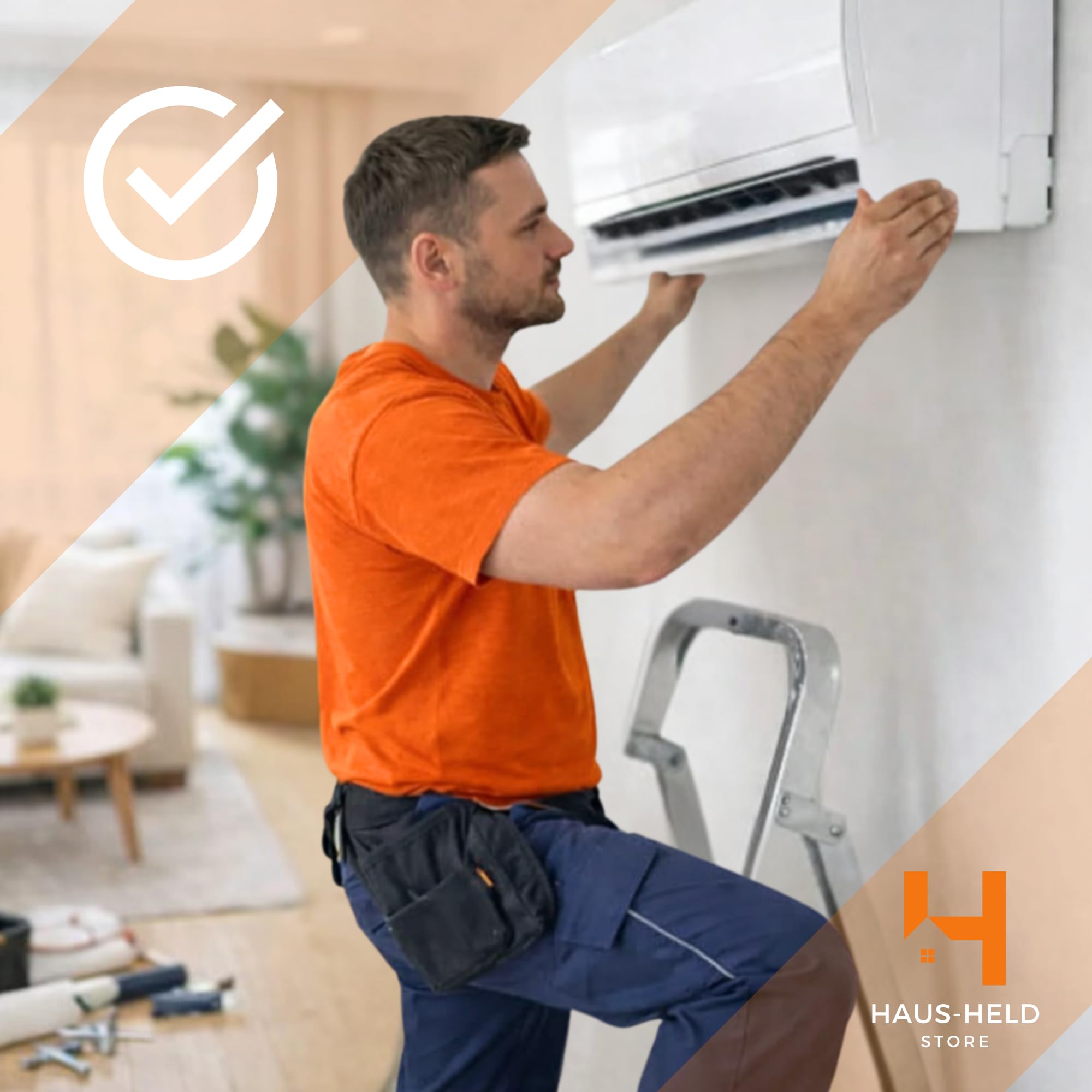 HausHeld® Doppelrohr Klimaanlage 1/4" x 3/8" – 6 m | Kupfer-Verbundrohr vorisoliert Split-System Kältemittelleitung R32/R410A/R407C | Wandstärke 1,0 mm | PE-Isolierung BL-s1,d0 | ohne Bördelung