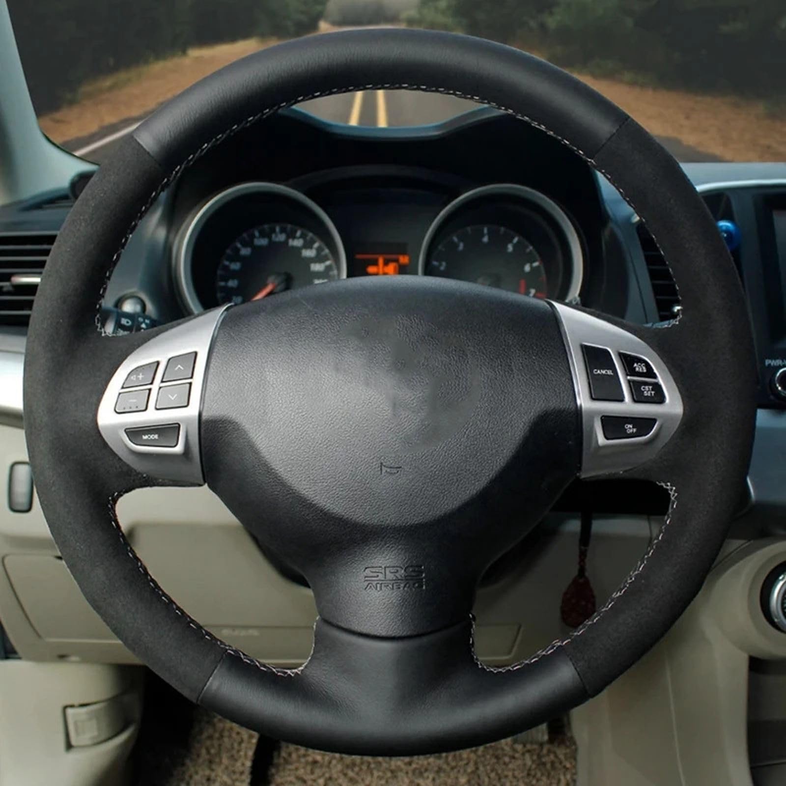 DIY zamszowy skórzany plecionka pokrowiec na kierownicę samochodową, do Mitsubishi Lancer X 10 Pajero Sport Outlander ASX Citroen C-Crosser