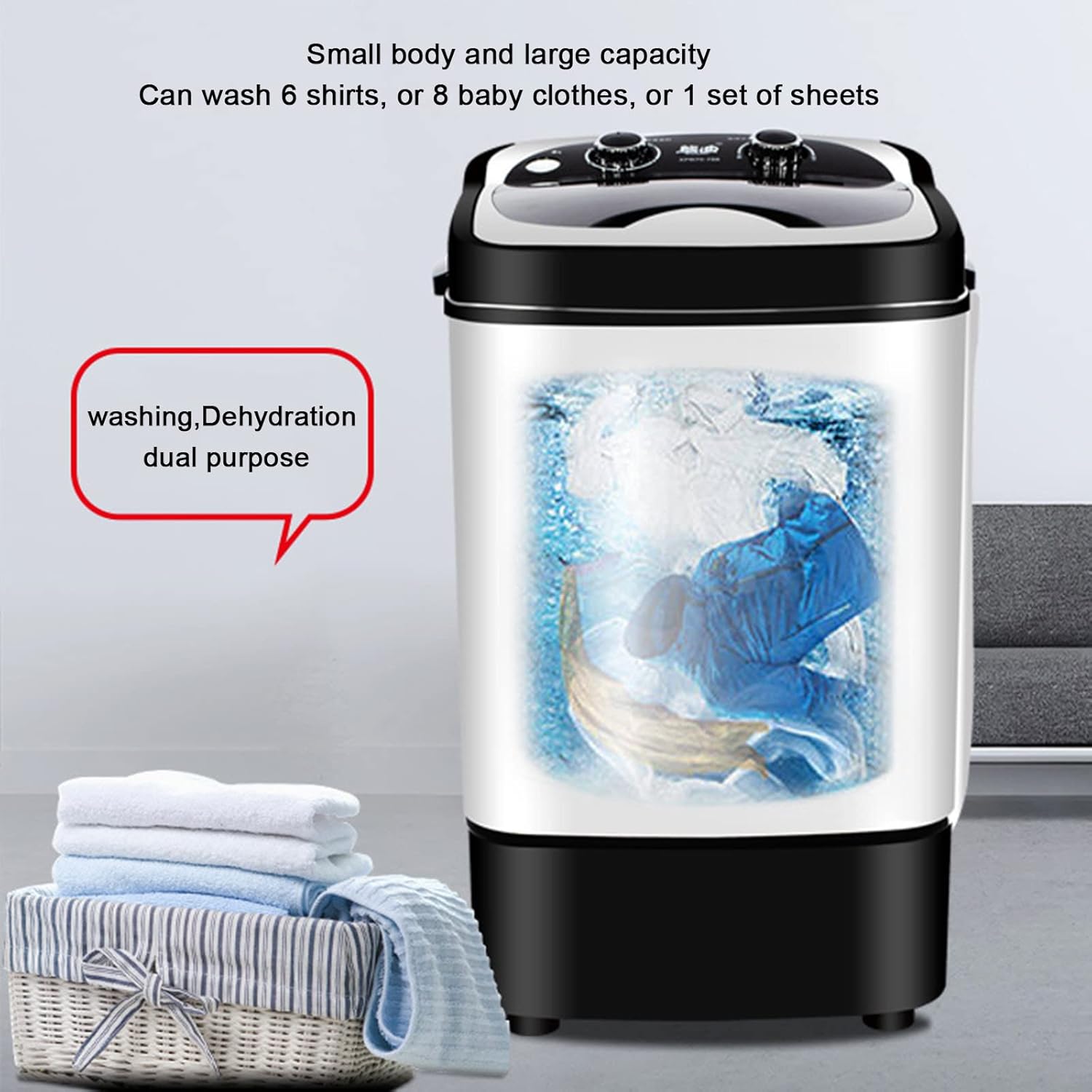 Household Products Lavatrice e Asciugatrice a Vasca Singola Portatile, Mini Lavatrice Compatta a Vasca con Controllo del Timer e Tubo di Scarico oer Dormitori, Appartamenti, Camper Household Products Lavatrice e Asciugatrice a Vasca Singola Portatile, Mini Lavatrice Compatta a Vasca con Controllo del Timer e Tubo di Scarico oer Dormitori, Appartamenti, Camper