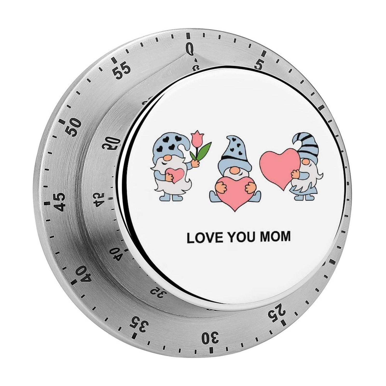 Love You Mom Cute Gnomes Mechanical Rotary Timer, Used for Daily Timing