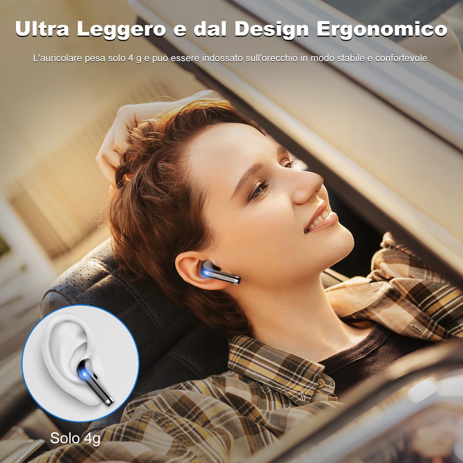 Cuffie Bluetooth 5.4, 2025 Auricolari Bluetooth Stereo HiFi, 40 Ore Mini Cuffiette Bluetooth con 4 ENC Cancellazione Rumorecon Mic,LED Display, IPX7 Impermeabili Cuffie Wireless per Androide/iOS, Nero