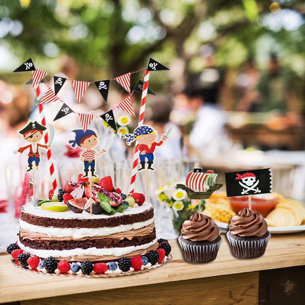 Fzyisw Piraten Deko 57-teilig - Kindergeburtstag Dekoration Set