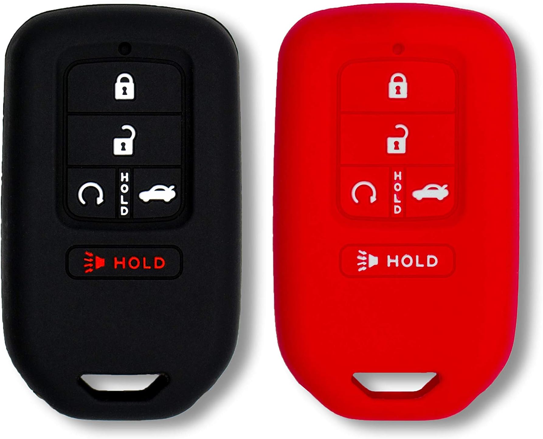Autobase Silicone Key Fob Cover for Honda Accord Civic CR-V CRV Pilot Passport Insight EX EX-L Touring | Car Accessory | Key Protection Case 2 Pcs (Black & Red)