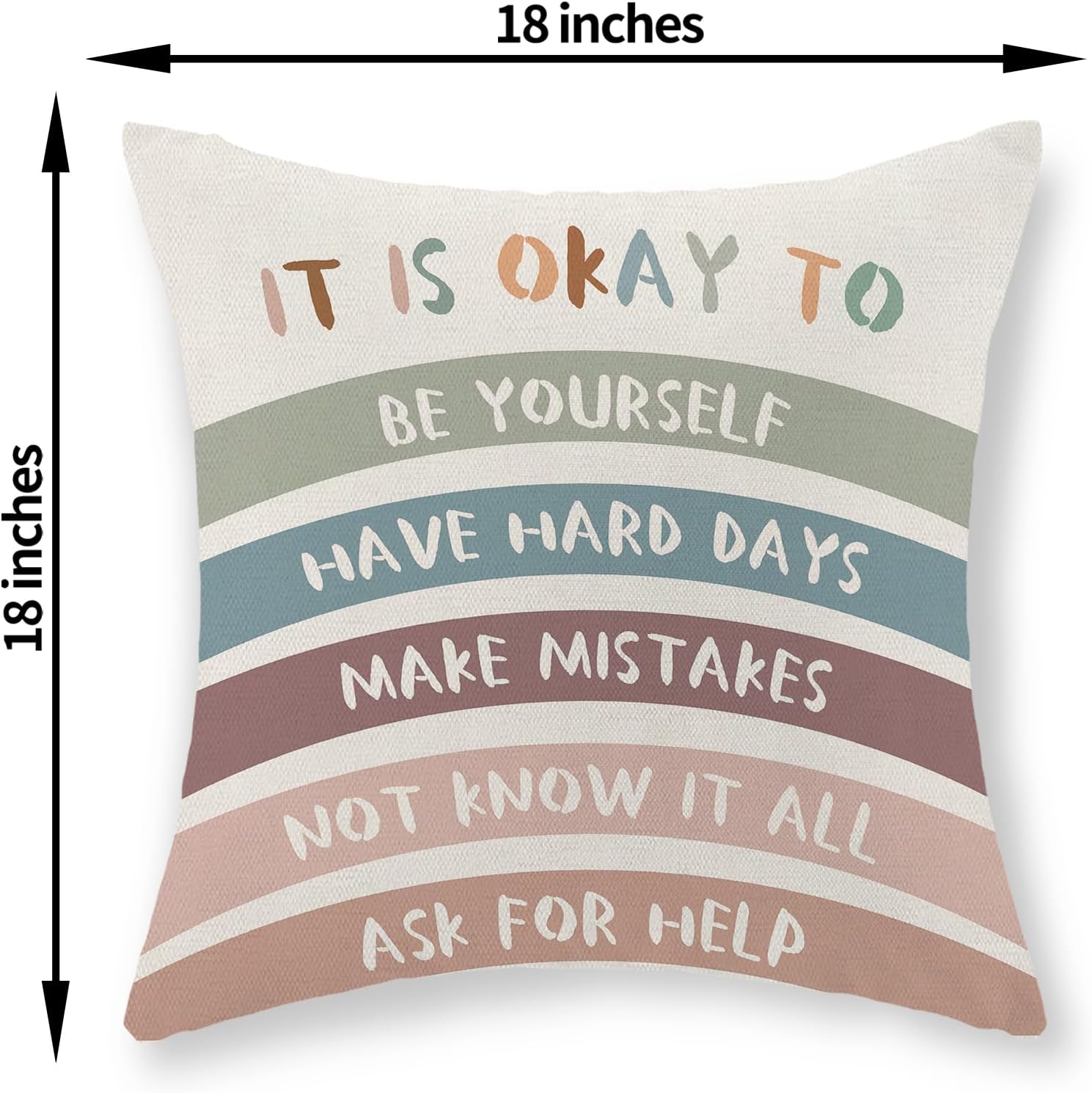 Rainbow Classroom Pillow Covers 18x18 Set of 2 Boho Preppy Blue Crimson Throw Pillows Aesthetic Inspirational Quotes Pillowcase Summer Outdoor Decorations Girl Kids Cushion Case for Bed Room - Image 6