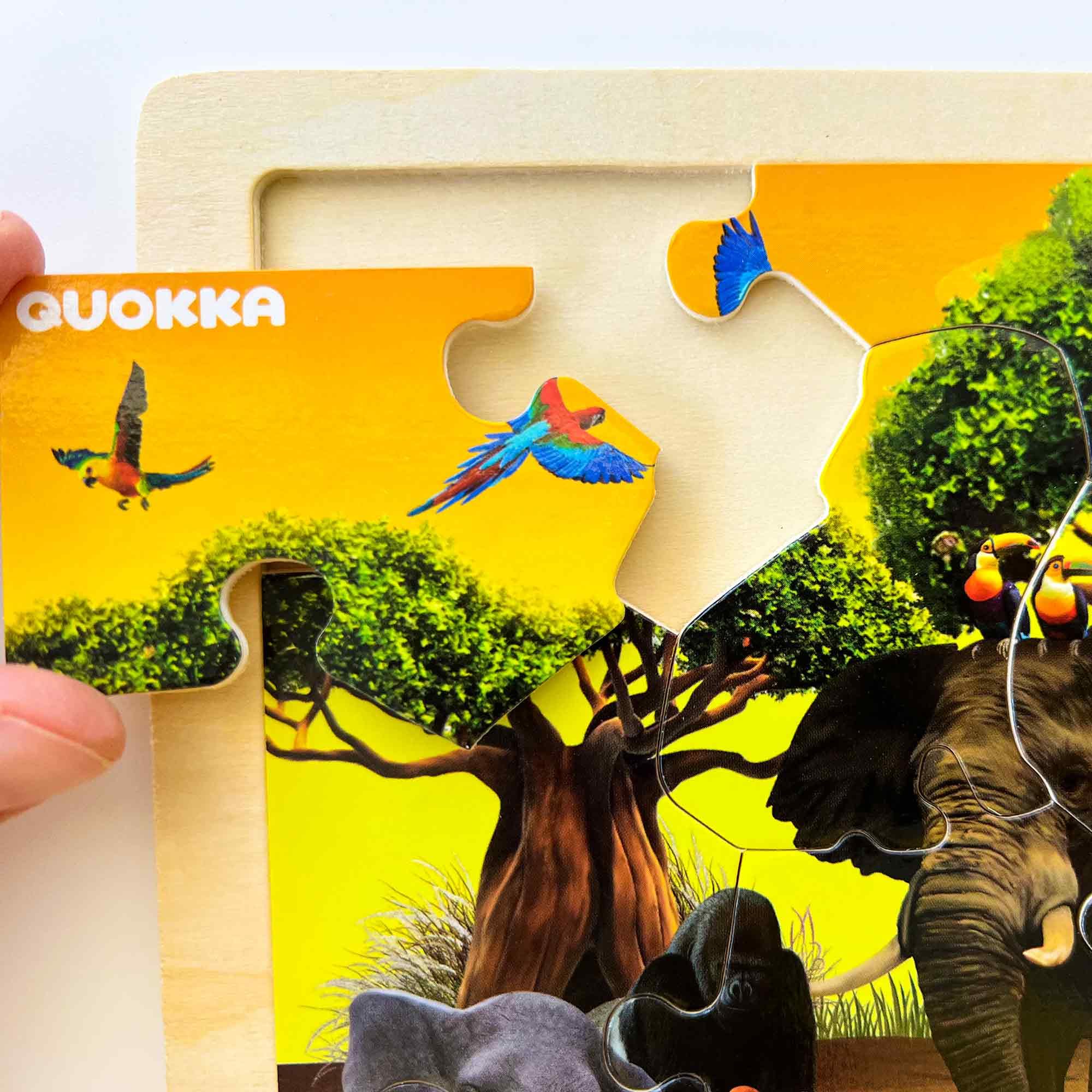 QUOKKA Puzzle Legno Bambini 3 4 5 Anni – 4x48 Pezzi Puzzle Animali Montessori – Gioco Educativo in Legno con Animali Realistici – Regalo per Bambini e Bambine 6 7 8 Anni