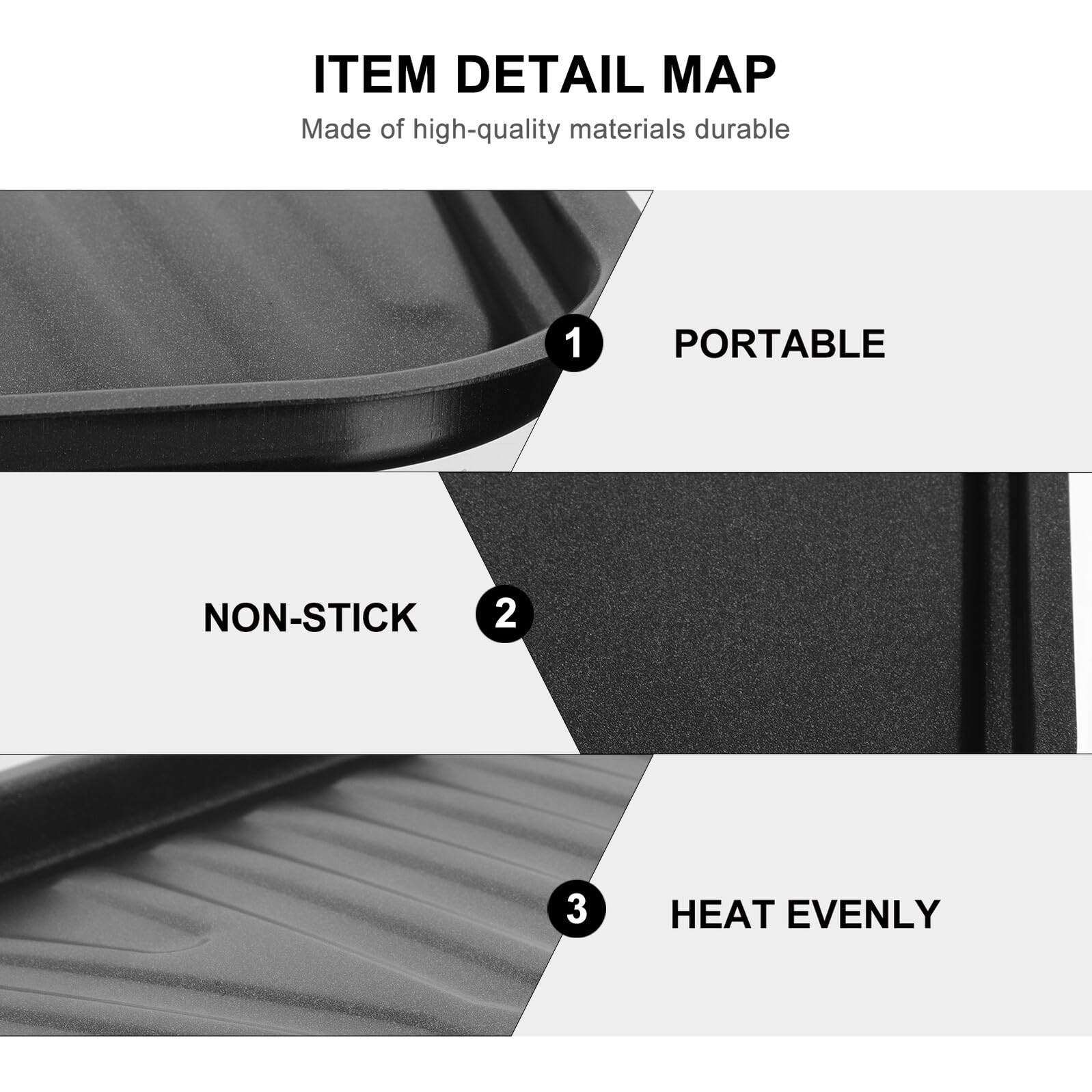 DOITOOL Padella Grill in Ferro Rivestimento Antiaderente Nero, Adatta per Fornelli a Induzione e Fiamme Libere, Piastra Barbecue per Weekend e Vacanze, Dimensioni 40x24,5cm
