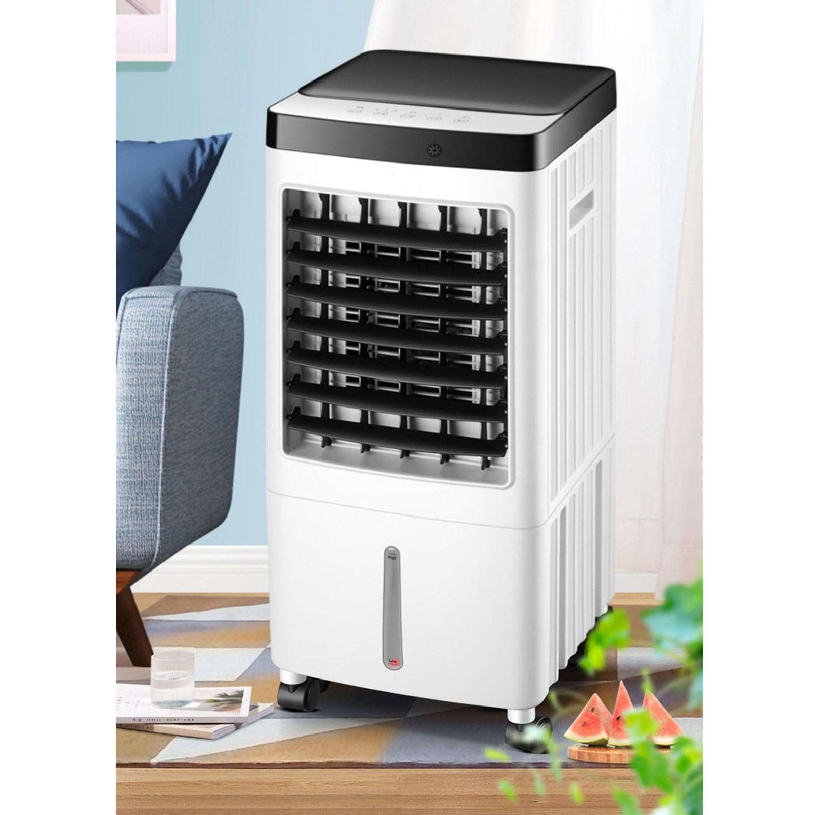 WJIANBIN Refrigeration Air Conditioning Fan, Portable Swamp Coolers, Evaporative Coolers with 10L Water Tank, 7H Timer, 3 Speeds, 60° Oscillation, for Indooor Outdoor