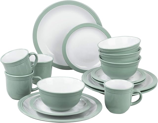 Waterside Fine China 16 Piece Green Camden Dinner Set
