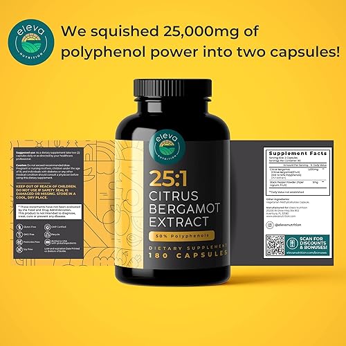 Miniatura 9 de Paquete de bergamota cítrica y cactus nopalo, 180 cápsulas de bergamota cítrica, 240 cápsulas de cactus nopal, 1500 mg de cactus tuno secado al sol