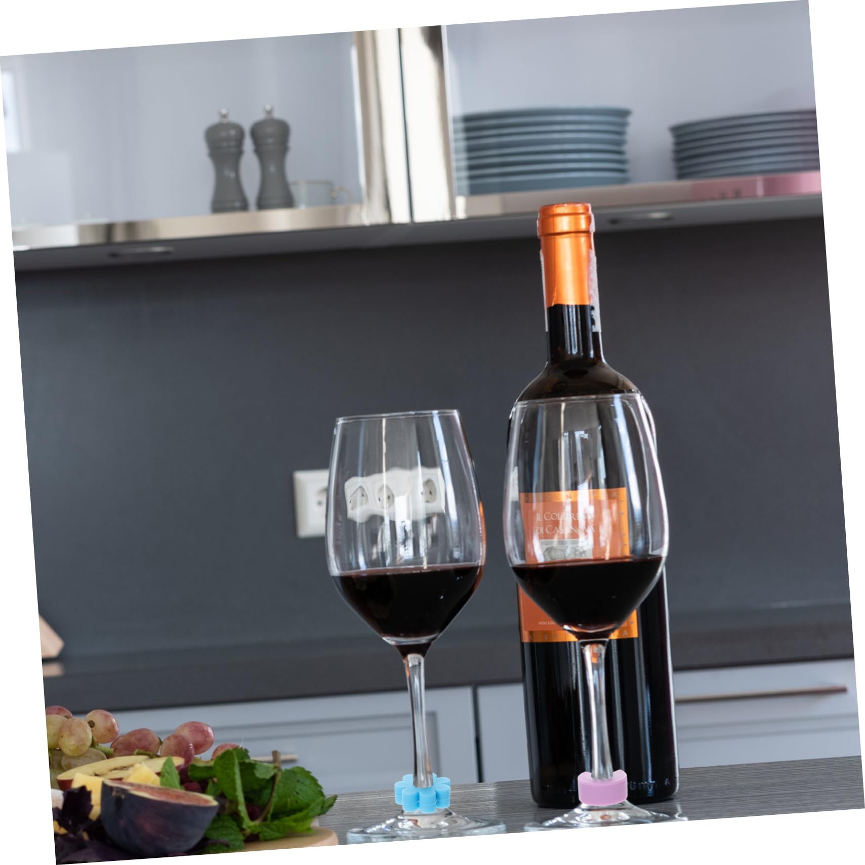 Abaodam 2 Ensembles D'Étiquettes De Verre De Vin Verres À Vin Décoratifs Verres À Vin En Silicone Marqueurs De Boisson Remplaçables Breloques De Vin Remplaçables Breloques De Vin De Fête