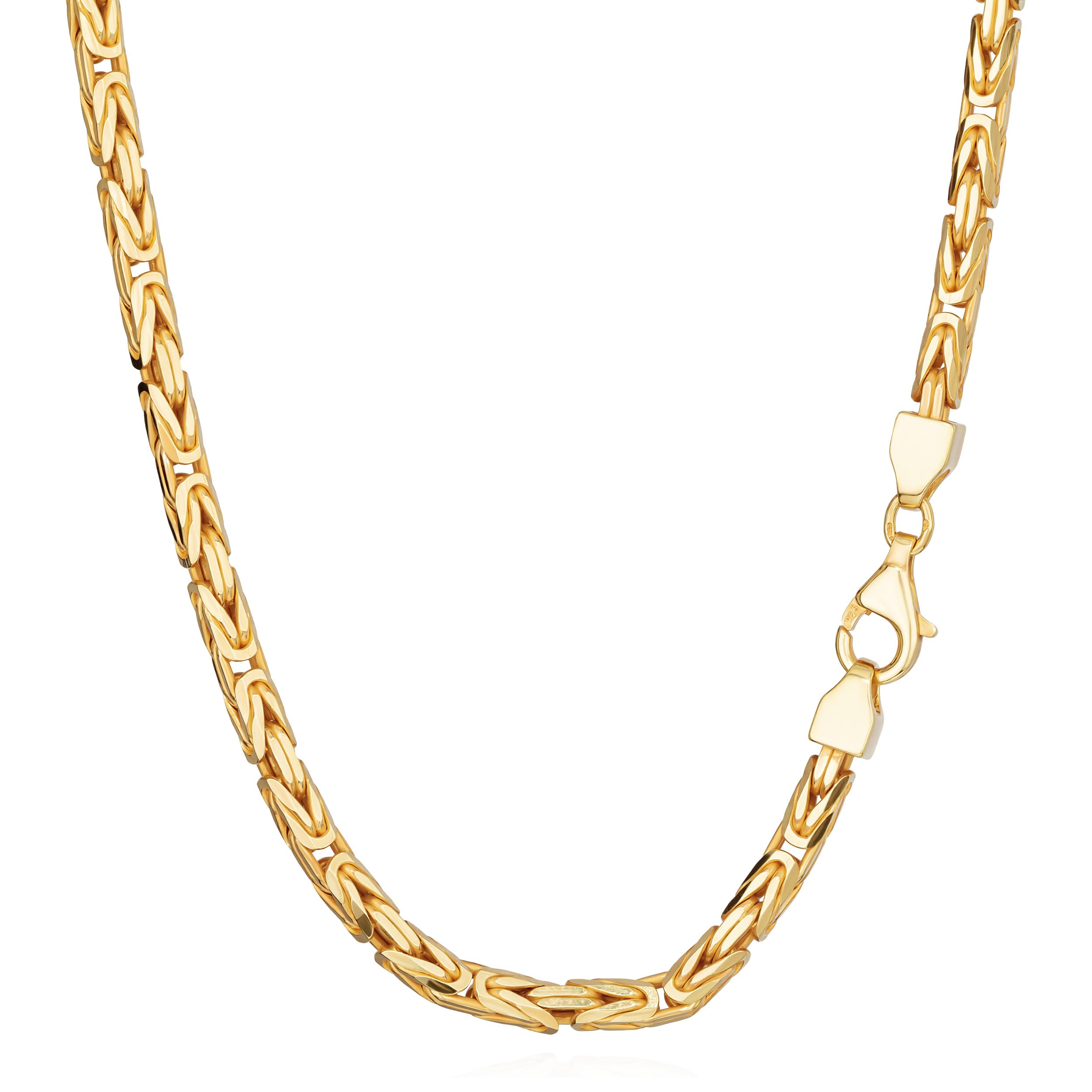 NKlaus 925 Silber Gelbgold vergoldete Königsketten, 50cm, 55cm, 8-fach diamantiert, 3,9mm Breite – Ein majestätisches Collier