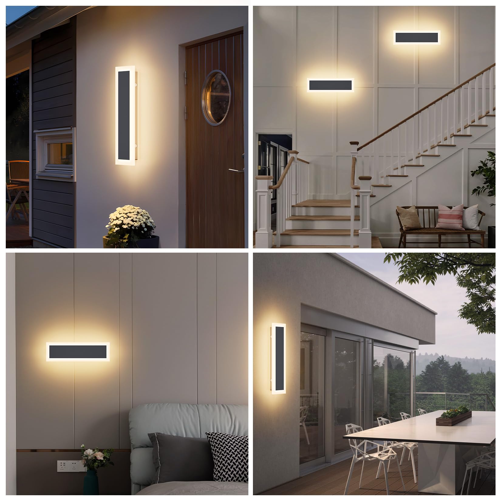 Klighten 2 Stück LED Außenwandleuchte, Anthrazit Wandleuchten Außen/Innen, Moderne Außenleuchte, IP65 Außenlampe, Aussenleuchte Edelstahl Acryl, Wandlampe für Gärten/Terasse, Warmweiß 3000K, 30CM/10W