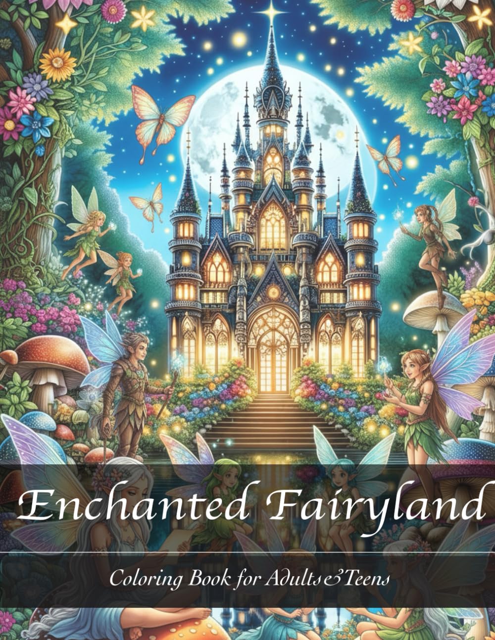 Enchanted Fairyland: A Fantasy Adult Coloring Book Featuring Magical Fairies, Secret Forest Houses, and Dreamy Castles for Stress Relief