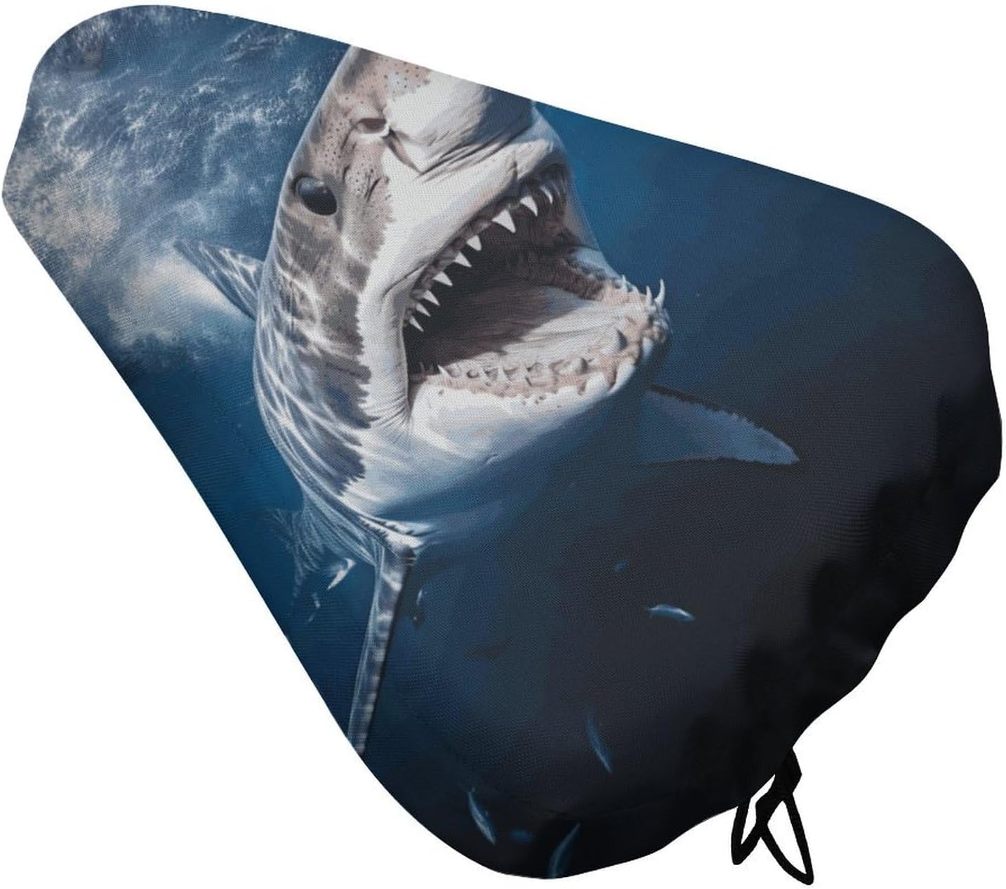 Shark Opens Mouth Bike Seat Cushion Waterproof Road Bike Seat Cover for Women Men Comfort Bicycle Seat Rain Cover with Drawstring Padded Mountain Bikes Saddle Fit for Exercise Stationary Bikes