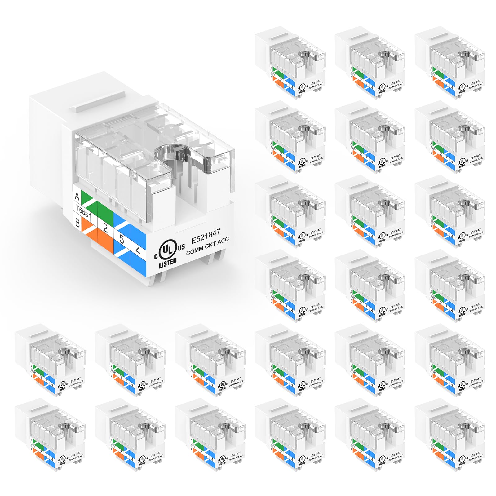 Photo 1 of VCE UL Listed Cat6 Keystone Jacks 10Gbps 25-Pack, WhiteLPNGSAN4653453