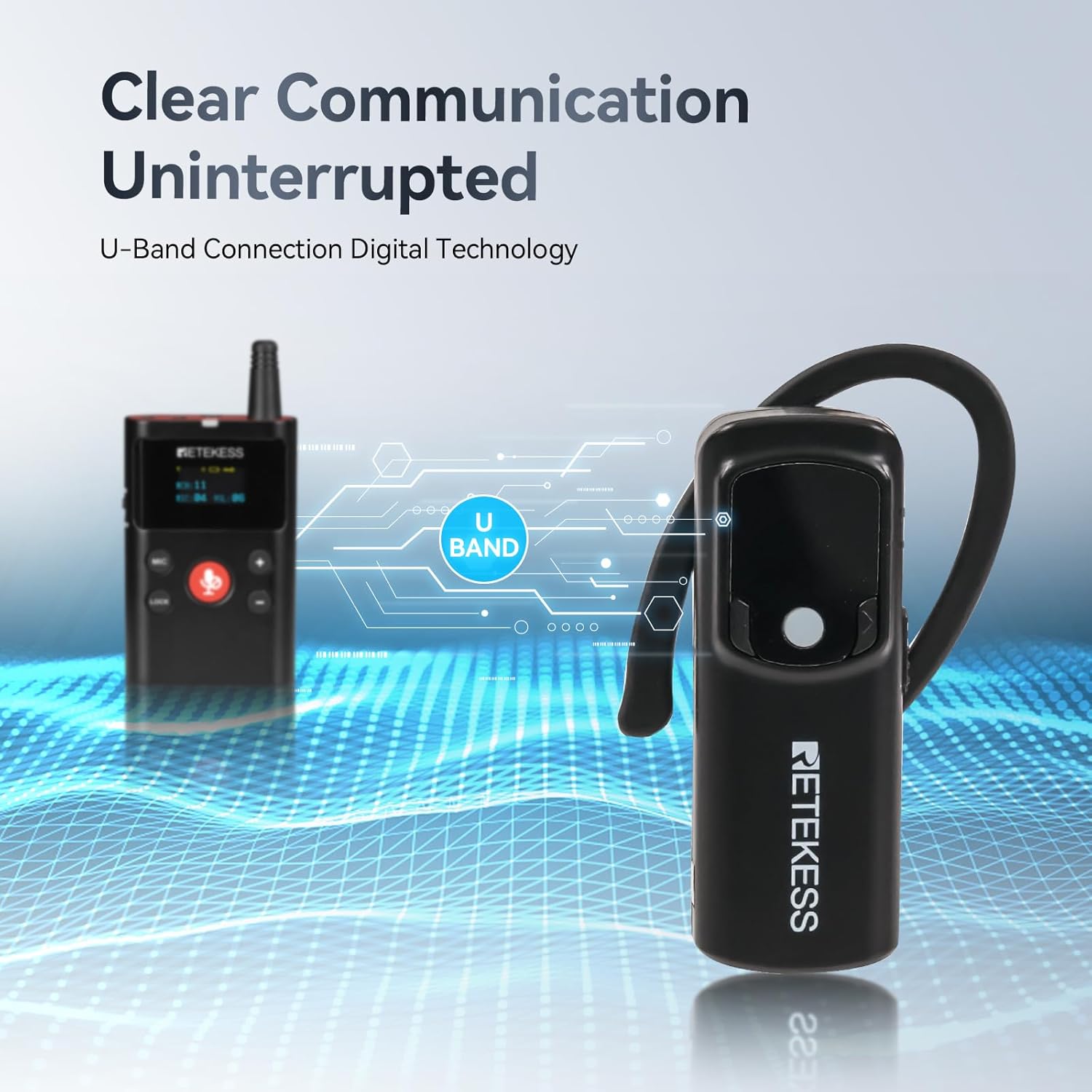 Retekess TT126 Wireless Tour Guide System Receiver, Communication Device, 150m, Universal for Left and Right Ears, Tour Guide Headset for School, Church, Factory (1 Pack)