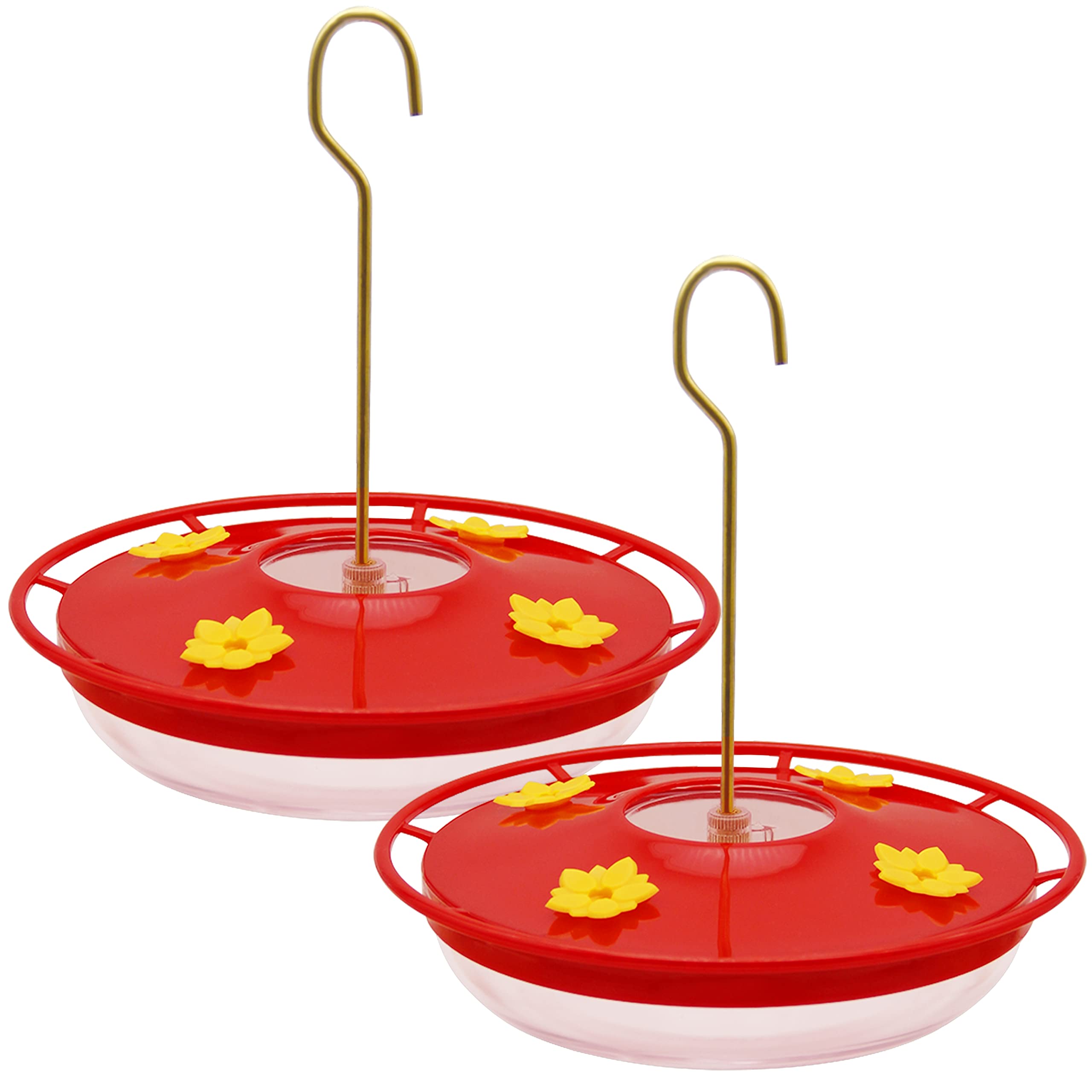 Lulu Home Hummingbird Feeder, 12 Ounce Bird Flower Feeders with 4 Feeding Stations for Outside, 2 Pack