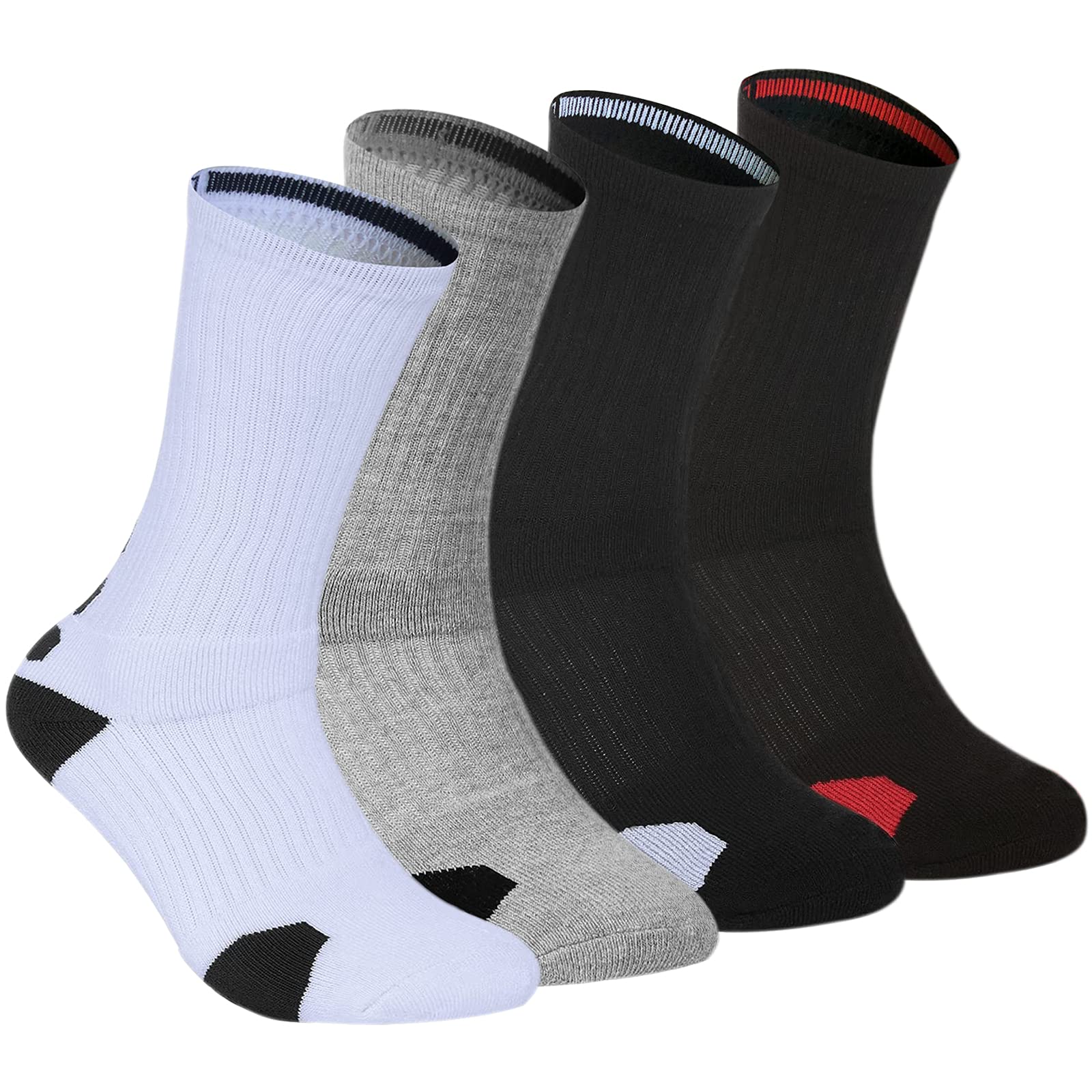 YQHMT 4 Pack Mens Dri-fit Cushion Elite Basketball Athletic Outdoor Compression Crew Sock,Men's Youth Socks