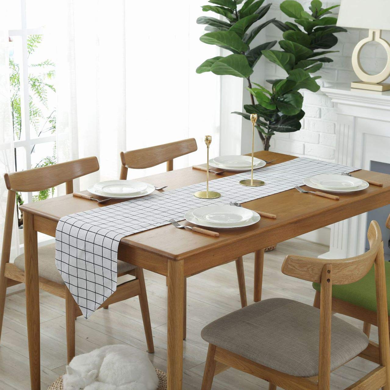 Bestenrose Table Runner Home Tablecover Decorative 2 sides Cotton Linen Classic Table Bedding Mat Dining Room Party Holiday Decoration (White, 12" x 47“(32 * 120cm))