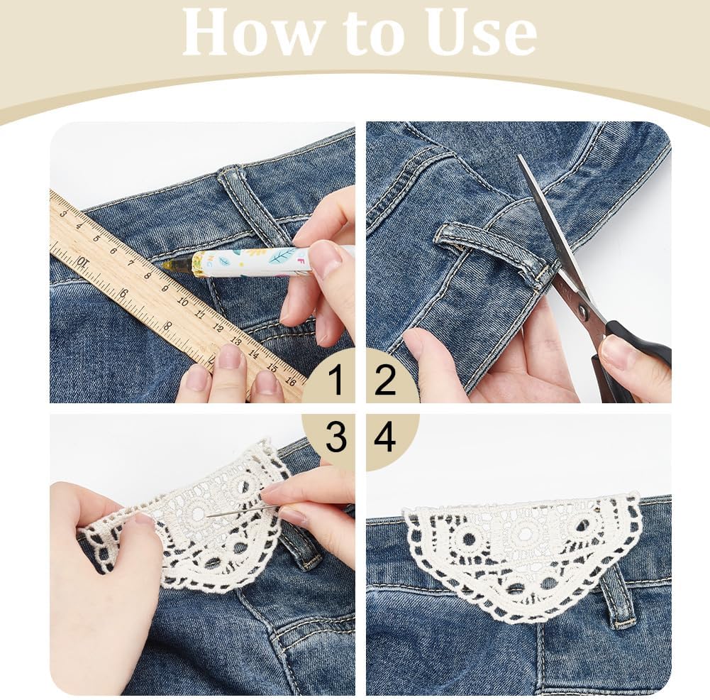 PLIGREAT 20 Pcs Lace Waist Extenders for Pants White Pant Waist Extenders