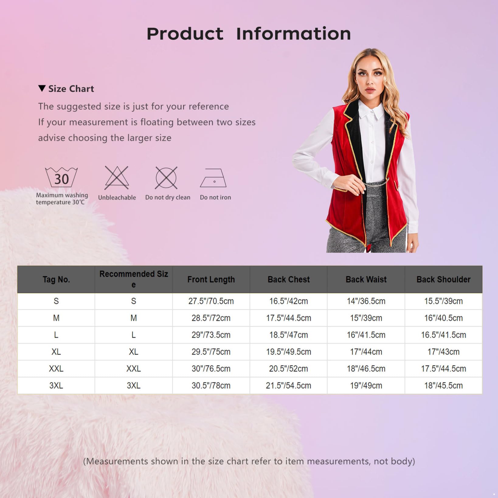 Costume Halloween Femme Gilet Déguisement Cirque Veste Sans Manche Gothique Manteau Monsieur Loyal Halloween Carnaval Fête Performance