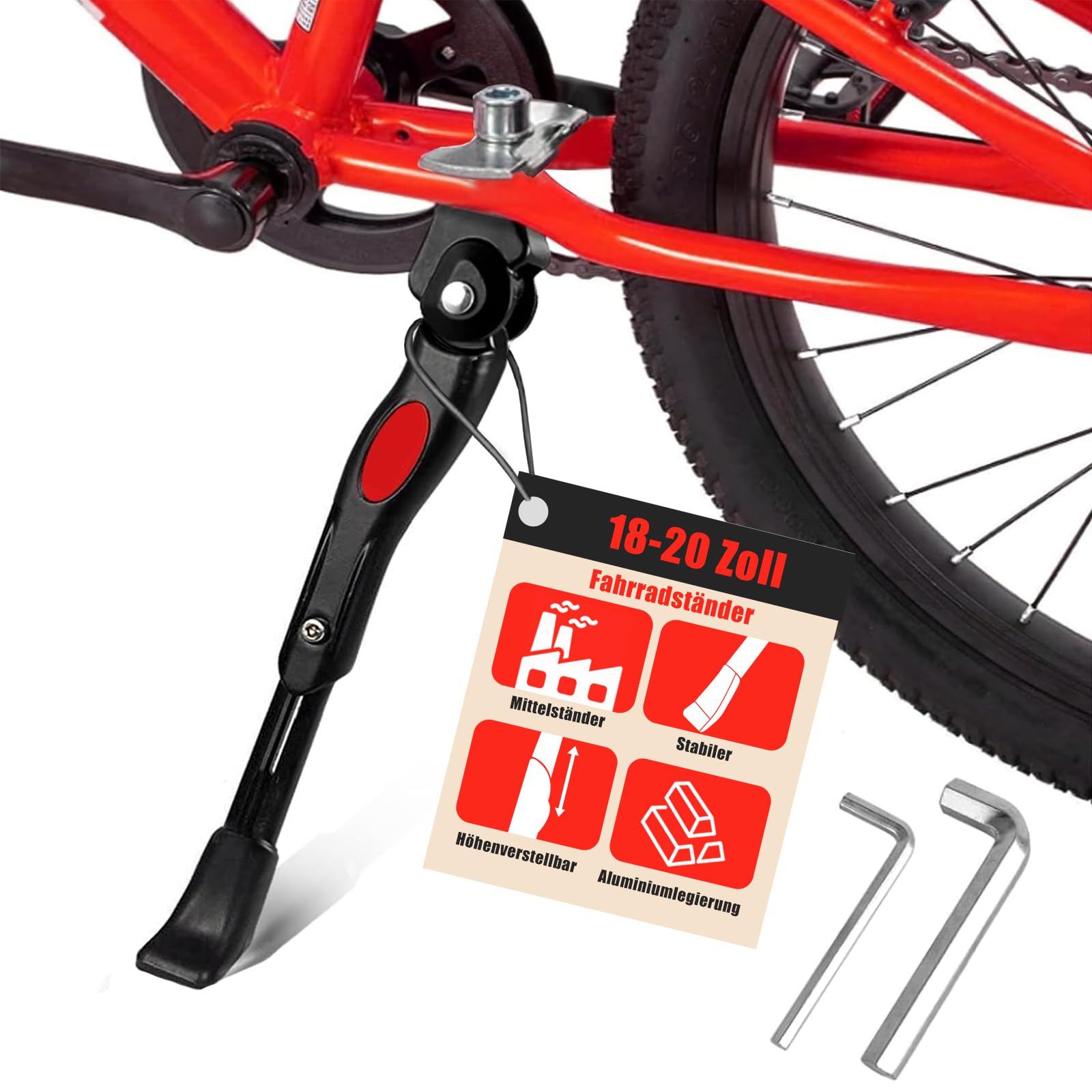 TLDNZXY Fahrradständer für 18 20 Zoll Fahrradständer Kinderfahrrad Fahrrad Ständer Kinder, 4 cm Höhenverstellbar Aluminiumlegierung Mittelhalterung Anti-Rutsch für Kinderfahrrad Kinder Mountainbike