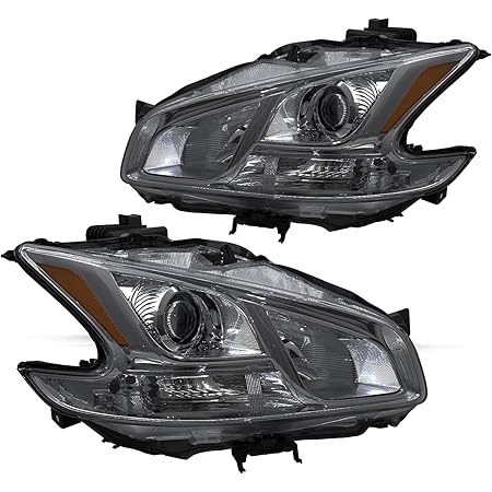 JSBOYAT Headlights Assembly for 2009-2014 Maxima 4-Door Sedan Halogen Headlamp Driver and Passenger Side (Amber Reflector with Smoke Lens)
