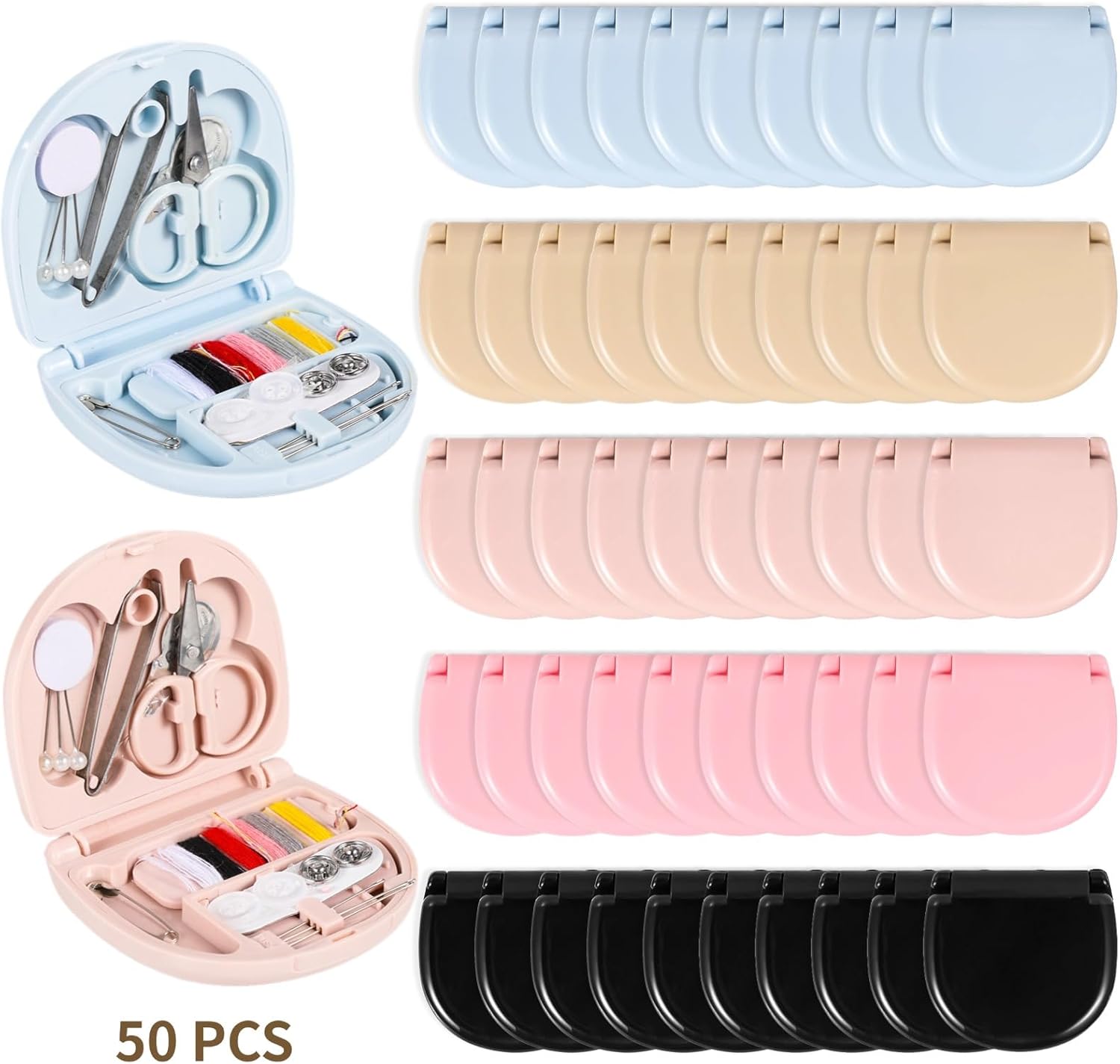 50 PCS Mini Travel Sewing Kits - Basic Portable Emergency Sewing Repair Kit, Including Threads Scissors Hand Sewing Needles for Beginner Traveler Sewing Lovers