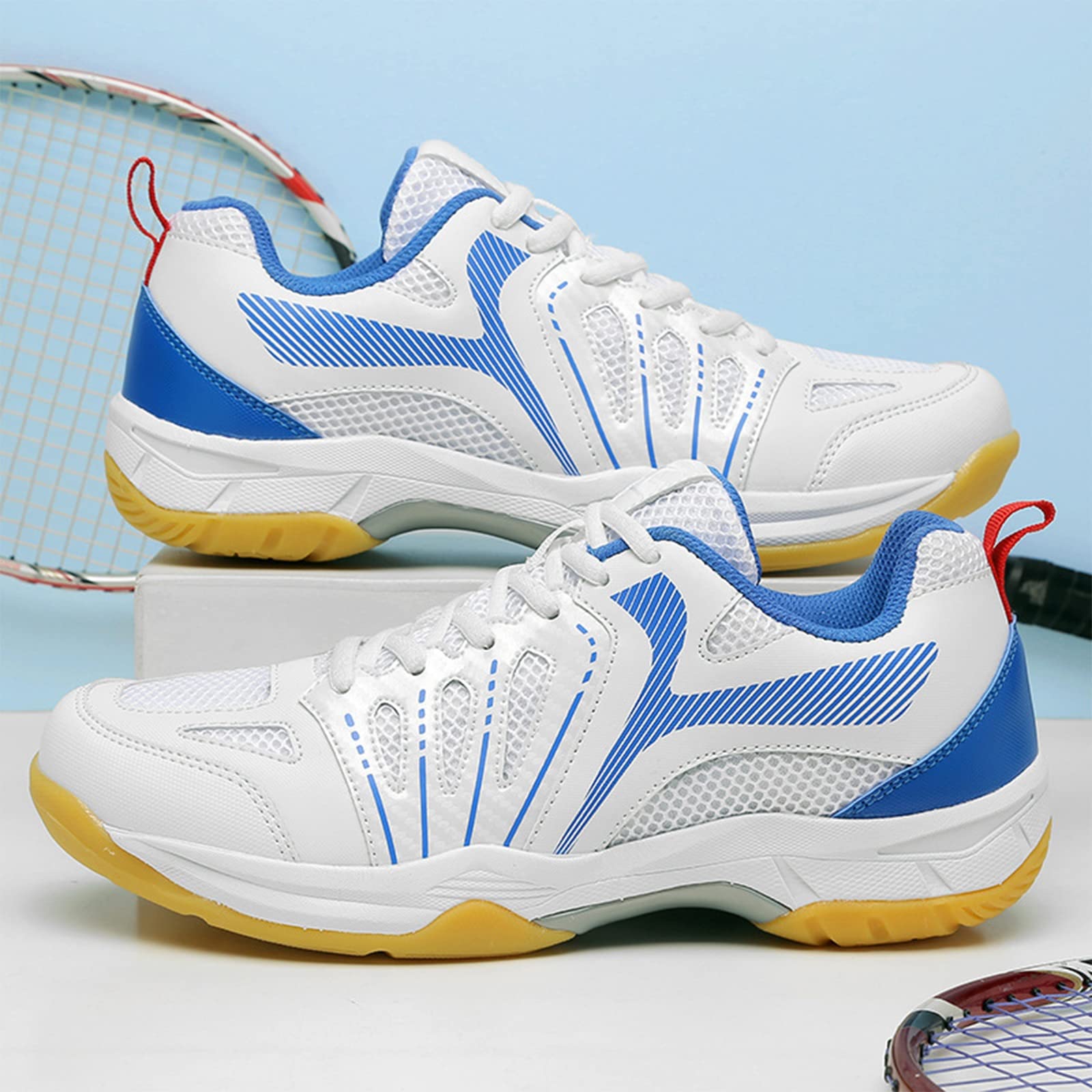SDEQA Zapatos De Bádminton para Hombres Zapatos De La Corte Interior Zapatillas Antideslizantes De Tenis Deporte Transpirable para Tenis De Tenis De Calabaza Tenis