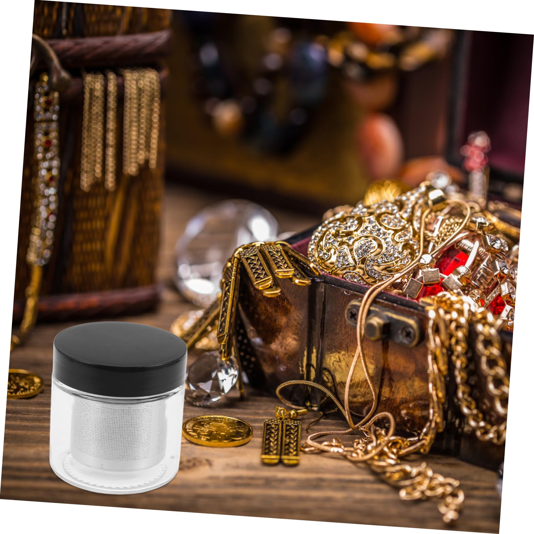NUOBESTY 4 Piezas taza de limpieza limpiador de joyas limpiador de gemas limpiador de para anillos collares de gargantilla herramienta de limpieza para joyas limpieza manual Metal