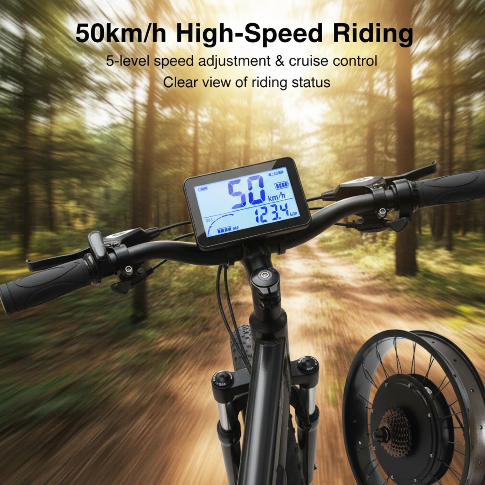 Zestaw do konwersji roweru elektrycznego 20", 48 V, 1500 W, zestaw do konwersji silnika tylnego koła 50 km/h, wyświetlacz LCD, zestaw doposażeniowy do roweru z 5 regulowanymi prędkościami