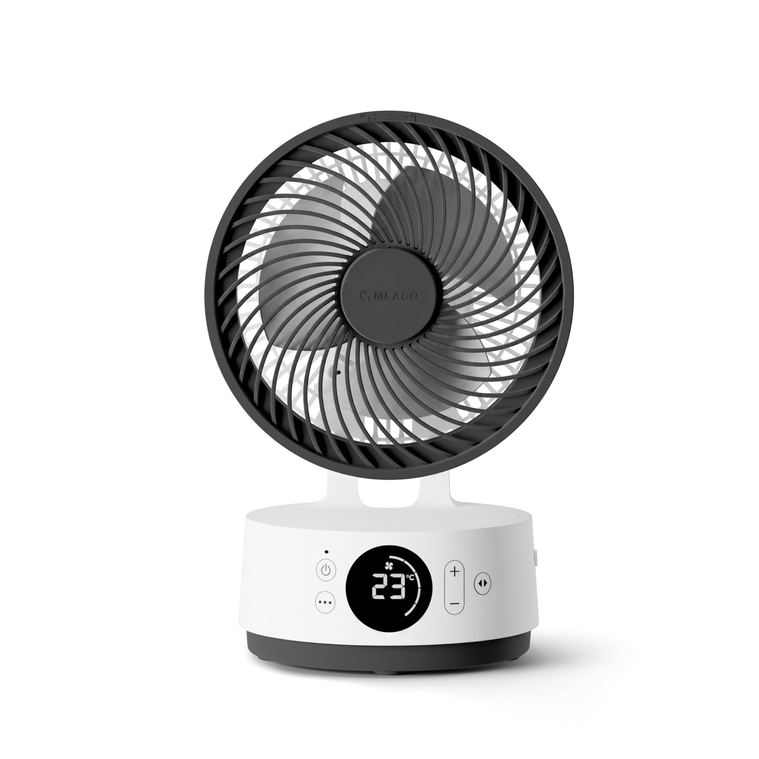 MeacoFan Sefte® 6 - Brazador de aire con batería (12 velocidades, ultra silencioso a 22 dB, inalámbrico, oscilante, ventilador de escritorio recargable + mando a distancia, autonomía de 26 horas