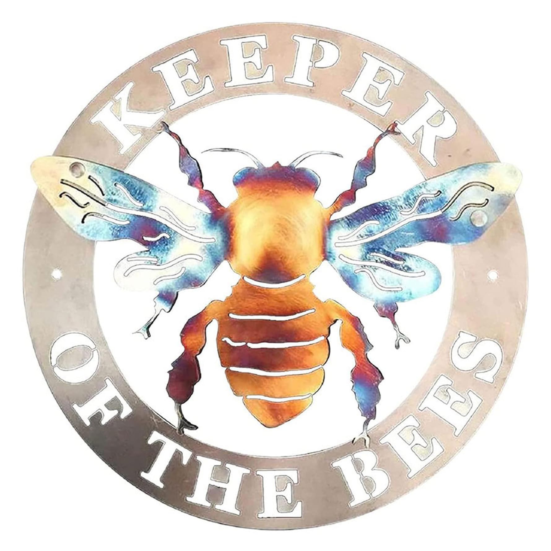 QmjdDymx Keeper of The Bees Metal Art Bee Keeper Wall Garden Craft Bee Farm Sign Ornament Style 1 Sign