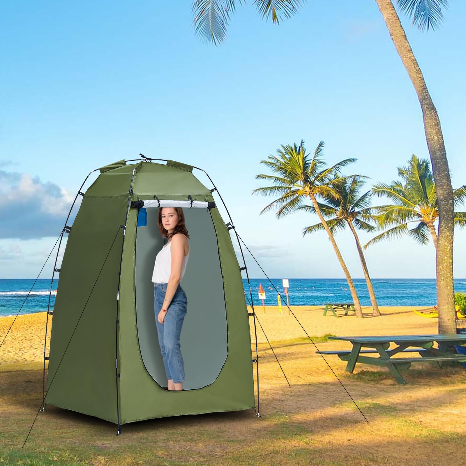 CLIPOP Tenda da bagno pop up, tenda portatile per doccia, impermeabile, anti-UV, fasciatoio per spiaggia, pesca, escursionismo, bagno, campeggio all'aperto, con borsa per il trasporto